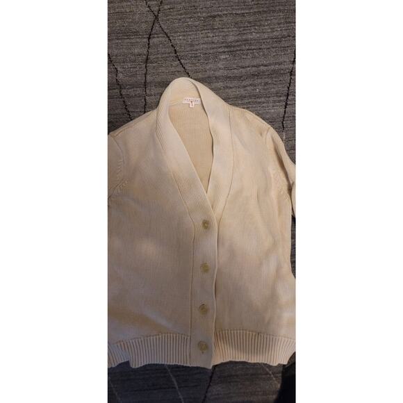 DEMYLEE Wool Cotton Blend Ivory Sweater Grandma Cardigan Sz M - Picture 3 of 4